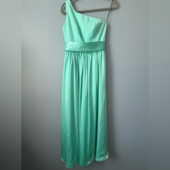 White by Vera Wang Mint Color Bridesmaid Dress Or Formal Gown One Shoulder Sz 2 - Picture 1 of 8